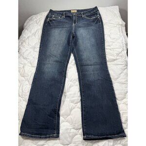 Earl Jean Womens 14 Bootcut Denim  Jeans  Medium Wash Embroidered Embellished